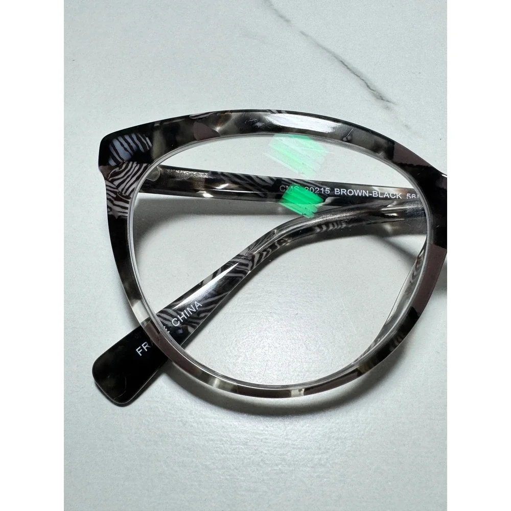 Chelsea Morgan CMS 20215 Brown Black Zebra Print Cat Eye Eyeglasses 56-15-145